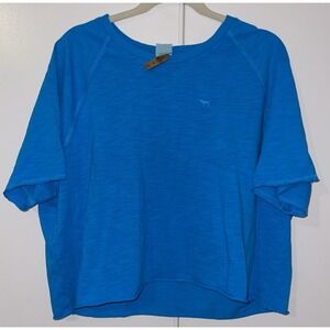 Victoria Secret PINK BRIGHT MARINE BLUE Lounge Cotton Short Cropped Tee XL